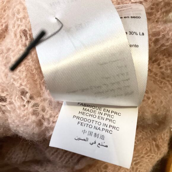 Manoush Ballet Pink Pointelle Open Knit Lace Collar Sweater Mohair S - Picture 9 of 9